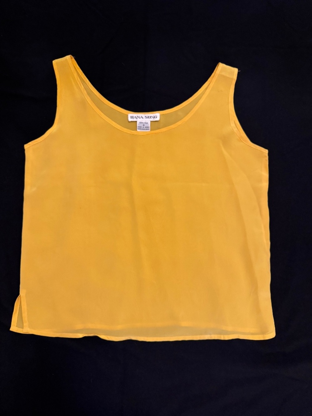 Vintage Hana Sung %100 Silk Yellow Tank